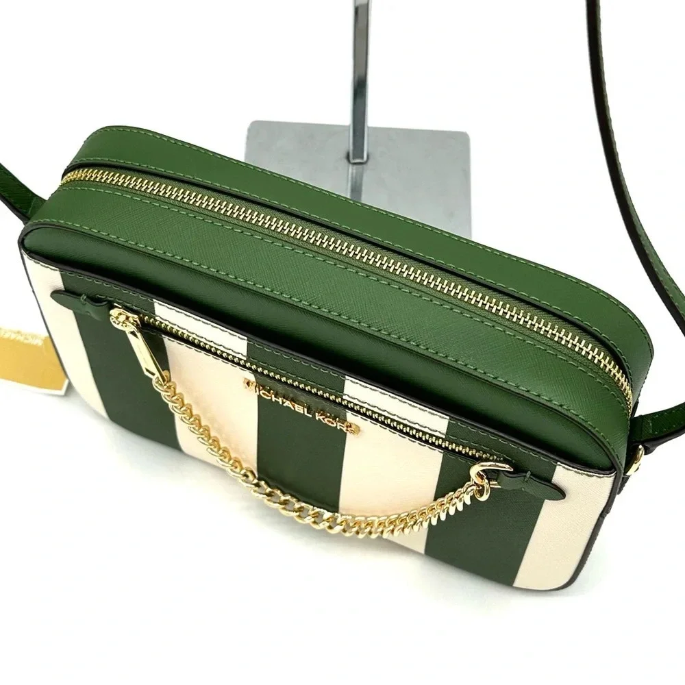 Michael Kors Large EW Zip Chain Xbody Crossbody Bag Fern Green Multi